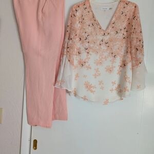 Pretty Peach 2pc Calvin Klein Pant Set-sz8